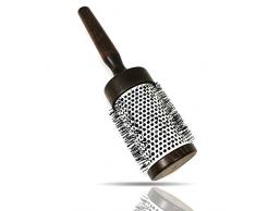 Elena Falk runde JUMBO Haarbürste elegante Haar Bürste mit Naturholz Griff Stielbürste Rundbürste Buerste mit Metall Pins ohne Noppen Langhaarbürste mehrreihig beauty Unisex - hair round brush