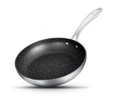 SKY LIGHT Bratpfanne 24cm für Induktion mit Antihaftbeschichtung Omelett Pfanne aus 430 Edelstahl Kochgeschirr Bratentopf für Backofen Spülmaschinen