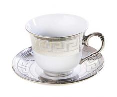 Porzellan Kaffeetassen Set 13-Tlg Cappuccino Tassen Latte Macchiato Kaffeebecher Silber Gold Farbe Silber | z1431