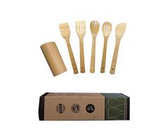 Breeezie Bambuslöffel Spatel Holz Küchenutensilien Küchengeräte Löffel Rühren Spatel Rühren