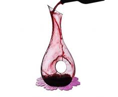 ldealeben Wein Dekanter, 1.2L Rot Wein Karaffe, Kristallglas Weindekantierer, Wein Geschenke, Wein Zubehör, Mit Stilvoll Silikon Pad
