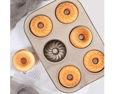pegtopone 6-Hohlraum Donut Pans, Antihaftbeschichtung Backform Schwerer Stahl Backblech Baking Pan Donutform Kuchenblech Für Kuchen Keks Bagels Muffins, Champagner Gold