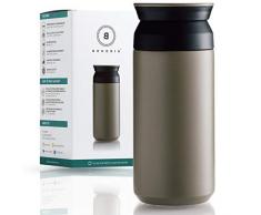 BOHORIA® Premium Edelstahl Kaffee-to-Go-Becher – Isolierbecher – Thermo-Becher – Doppelwandig & Vakuumisoliert - 360 ml – Reise-Becher Kaffee und Tee zum Mitnehmen – Autobecher Travel Mug (Khaki)