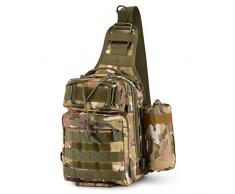 UBAYMAX Taktisch Brusttasche Militär Schulterrucksack, Mehrfunktional Wasserdicht Crossbody Bag Sporttaschen Schultertasche Sling Rucksack mit Wasserbecher Tasche für Trekking Wandern Angeln, Grün