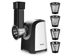 COOCHEER Elektrischer Gemüsehobel, Elektrische Reibe mit 5 Raspel, Küche Gemüsehobel Edelstahl Salatschneider/Multifunktionsreibe Gemüse Raspel