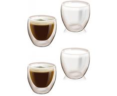 4er Set Doppelwandiges Trinkglas 200 ml | Thermo Glas | Kaffeetassen Wasserglas