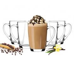 6 Kaffeegläser 300ml mit Henkel Kaffeebecher Teegläser Latte Macchiato Gläser