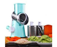 HUADEYI Manuelle Multi Gemüseschneider Gemüsehobel Trommelreibe Käsemühle Mit 3 Edelstahl Trommeleinsätze