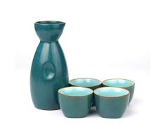 Aishanghuayi-ou Flagon, Flachmann, Warmer Weinkrug, Weinset, Keramik, japanischer antiker Warmer Wein, heißer Topf, Weinkrug, Weinkeller, 1 Topf, 4 Tassen,Modisch