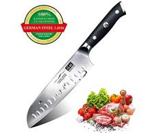 Kochmesser Küchenmesser, SHAN ZU Chefmesser Santoku Deutscher Carbon Edelstahl Scharfe Messerklinge 18cm Ergonomischer Griff Geschenkbox