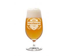 LEONARDO Pilstulpe mit Gravur Motiv Emblem II - Geschenkidee Bierglas mit Wunsch-Name graviert Vatertag