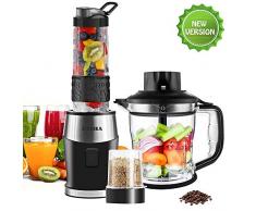 Mixer Smoothie Maker, FOCHEA Standmixer, 700 Watt Blender, 3 in 1 Multifunktion Smoothiemaker + Fleisch Zerkleinerer/Ice Crusher + Kaffeemühle,24000U/Min mit 570ml Sport-Flasche BPA frei Tritan