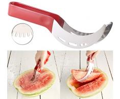 PEARL Melonenschneider: 2in1-Wassermelonenschneider und Servierzange aus rostfreiem Edelstahl (Melonenmesser)