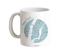 Tasse Henkeltasse NEW YORK Stadtplan 5 Farben, hochwertiger Henkelbecher Geschenktasse Kaffeebecher Kaffeetasse, kleines persönliches Geschenk für viele Gelegenheiten von 44spaces