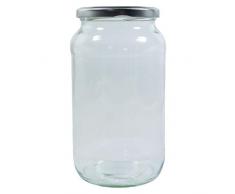 mikken 6 x Einmachglas 1 Liter mit Schraubverschluss Silber, inkl. Trichter