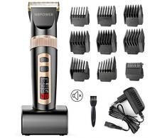 NBPOWER Haarschneidemaschine，Profi Haarschneider Herren Haarrasierer Set Langhaarschneider Haartrimmer Haarschneidegerät Männer mit LCD-Display, 9 Führungskämmen, Wiederaufladbare