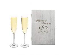 LEONARDO 2 Sektgläser mit Vintage Geschenkbox und Gravur Paar zur Hochzeit Geschenkidee Sekt-Gläser graviert