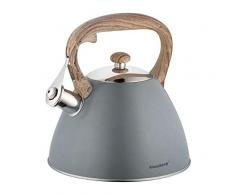 Klausberg WASSERKESSEL 3L MIT Pfeife KB-7297 Flötenkessel Wasserkocher grau