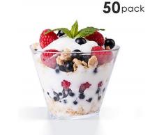 MVPower 50 Stück Dessertbecher 150ml- Wiederverwendbar Dessertschalen aus Kunststoff - Stabile,Glasklare Fingerfood Plastikschalen für Buffets, Desserts, Vorspeisen, Partys, Catering.