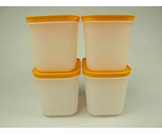TUPPERWARE 4x 1,1 L Gefrier-Behälter hoch Eis-Kristall Eiskristall weiß-orange 27621