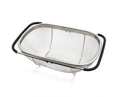 KIMPRO Edelstahl Sieb für Spüle Abtropfsieb ausziehbar bis 55 cm Seiher Spülensieb Spülsieb