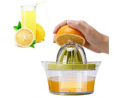 IZSUZEE Zitronenpresse, Zitruspresse 4 in 1 Orangenpresse Manuell, Saftpresse Orange mit Behälter 400ml, Zitronenpresse Hand Plastik, Citruspresse Limettenpresse, Entsafter Gemüse und Obst, MEHRWEG