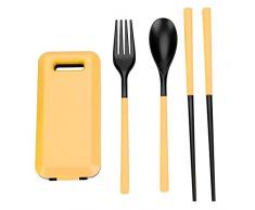 Dgtrhted Im Freien beweglichen Picknick Camping-Gabel-Löffel-ESS-Stäbchen Utensil dreiteilig Geschirr Sets (orange)