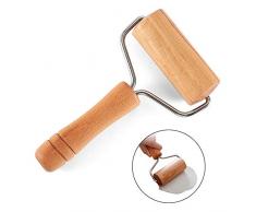 Guanici Nudelholz Pizzaroller Teigroller Kuchenblechroller Holzwaren Eckenroller Antihaftbeschichtung Teigroller Aus Buchenholz für Fondant, Pizza, Kuchen, Nudelteig und Mürbeteig (Einköpfiger,T-Typ)