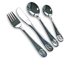 Zwilling Bino Kinderbesteck MIT GRAVUR (z.B. Namen) 4tlg. ** Hersteller: ZWILLING J.A. Henckels ** inkl. Namensgravur auf der Vorderseite + gratis Glückwunschkarte ** Taufgeschenke Geschenke zur Geburt Taufe für Mädchen & Jungen