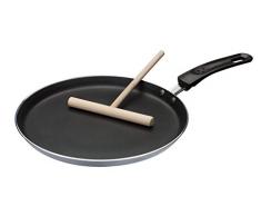 GSW grau/schwarz 456722 Aluminium Crepe-Pfanne Induktion 26cm-inkl. Teigverteiler, 26 cm, 2-Einheiten