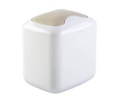 mDesign Tischmülleimer aus robustem Kunststoff – kompakter Abfalleimer für Bad, Wohnzimmer und Küche mit praktischem Schwingdeckel und 2,7 Liter Fassungsvermögen – weiß