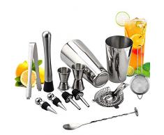 SILOLA Barkeeper-Kit 12-teiliges Bar-Set Cocktail-Shaker-Set - 2-teiliges Boston-Shaker-Set, perfektes Home-Bar-Werkzeugset mit Bar-Zubehör, zum Mischen von Getränken