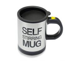 Grinscard Edelstahl Tasse Selbstrührend - Schwarz Rühr Dich! Design ca. 0,33l - Gadget Thermotasse für Unterwegs