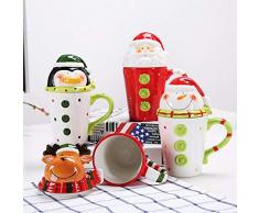 PINGZIJIA Keramikbecher Tasse Süße 3 dimensionale Tierform Milchkaffeetasse Cartoon Muster Tasse mit Deckel @ United_States_