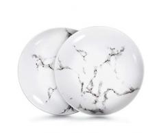 77L Porzellan Speiseteller, (Set von 2) weiße Abendessen Teller Set - Keramik Runde Salat/Vorspeise Teller für Haus und Küche, Abendessen Gerichte für Dessert, Pasta und mehr (Durchmesser 17.7 CM)