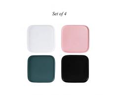 LUCKY Teetablett Serviertablett, 10-Zoll-Fototablett Schüssel Quadrat Keramik Stift Geschirr Requisiten Dekoration (Color : Set of 4, Size : 8inch)