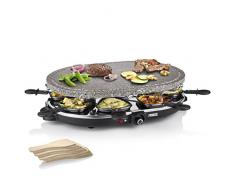 Princess Raclette Grill für bis zu 8 Personen - mit Steingrill und spülmaschinenfestes Zubehör, 162720