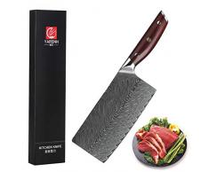 YARENH Hackmesser Chinesisches Kochmesser 17cm - Damastmesser Küchenmesser Scharf - Profi Messer Aus Japanisches Damaststahl & Dalbergia Holzgriff - Professionelles Kochmesser Damast KTF-Serie