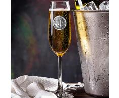 English Pewter Company Mon501 Sektflöte, personalisierbar, mit Wunschname (A), einzigartiges Geschenk für Männer oder Frauen, Geburtstage, Jubiläen, Zinn, durchsichtig, J