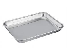TEAMFAR Mini-Backblech, Edelstahl Klein Backform Ofenblech, Rechteckiges Mini-Ofenschale zum Backen Kochen Servieren, 23 x 18 x 2,5 cm, Gesund & Langlebig, Hochglanzpoliert & Spülmaschinengeeignet