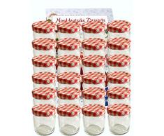 30er Set Sturzgläser Mini Gläser 37 ml Deckelfarbe Rot Kariert To 43 Rundgläser Honig Kaviar Marmeladengläser Obstgläser Einweckgläser Senf, Honig, Gläser, Einmachgläser, Portionsgläser, Probiergläser, Imker