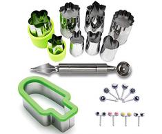 XCROSS 20tlg. Wassermelonen Schneider Obstmesser Melonenschneider Melonenmesser Entkerner Obst Gemüse Ausstecher Kinder Melonenausstecher Obstschneider Set