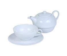 Teekanne - Teeservice Set aus Porzellan Tea for One - 3-teilig: Teeakanne, Tasse und Untertasse