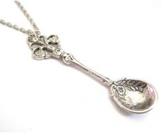 Löffel Kette 60 cm Damen-Schmuck Silber-Farben Besteck