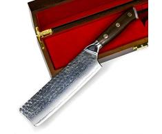 Stallion Damastmesser Ironwood Nakirimesser 17,5 cm - Messer aus Damaststahl mit Griff aus Eisenholz in Edler Geschenkbox