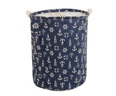 Dooxi Multifunktionale Groß Rund Schmutzige Kleidung Wäschekörbe Kinder Spielzeug Aufbewahrungskorb aus Stoff Faltbarer Wäschekorb mit Henkel mit Deckel