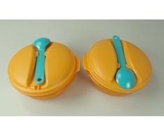 TUPPERWARE Soup & Go Picknick mit Löffel orange türkis Salat Obst (2)