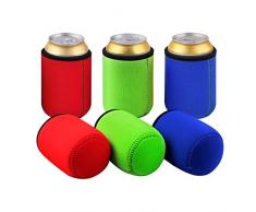 TAGVO Dosenkühler 6 in Packung (2 Rot X 2 Grün X 2 Blau) Bier Flaschenkühler für 0.33L Dosen
