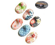 maxgoods 6er- Pack,Handgemalte Blumenmuster Keramik Essstäbchen Rest Rack,Japanischen Stil Essstäbchen Ständer für Löffel Messer Gabel Sushi Stäbchen,Esstischdekor,Porzellan Essstäbchen Halter Kissen