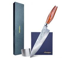 Schöpfer® 67 Lagen Damast Damaszener Chefmesser Küchenmesser mit japanischer Superstahl Klinge und Zubehör | Achtung extrem Scharf | Ideale Geschenkidee für Papa, Mama, Freunde und Hochzeit